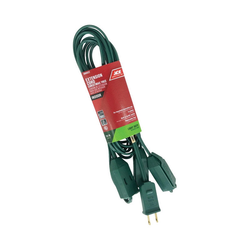Ace Indoor Extension Cord 18/2 SPT-2 15 ft. L Green