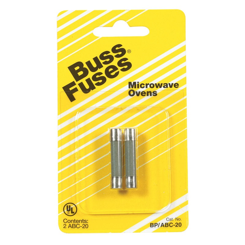 Bussmann Fast Acting Fuse 20 amps 250 volts 1/4 in. Dia. x 1-1/4 in. L 2 pk For Microwave Oven