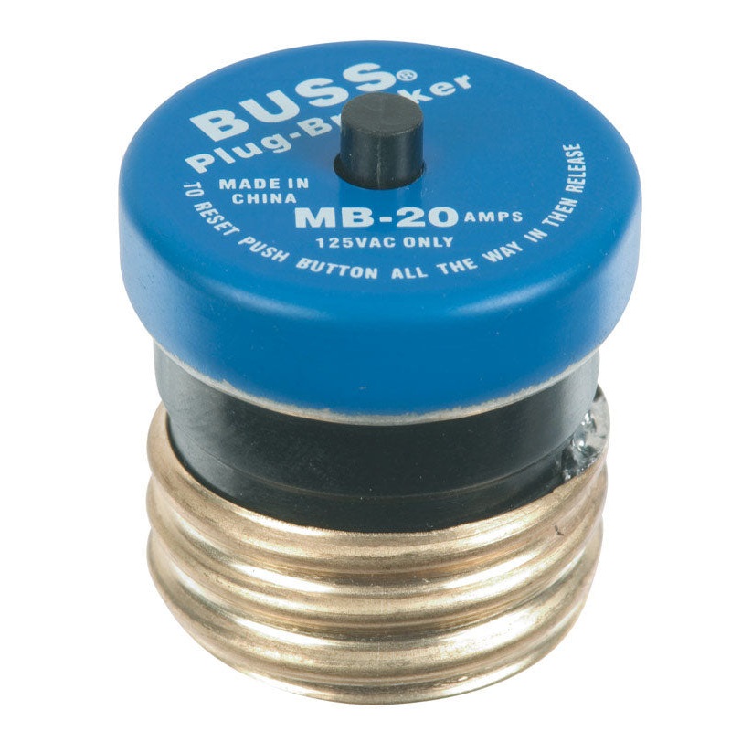 Bussmann Plug Fuse 20 amps 125 volts 1-1/4 in. Dia. 1 pk For Circuit Breaker