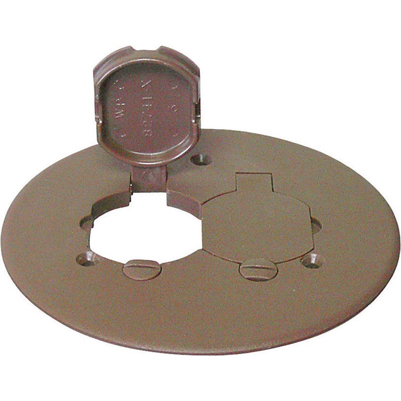 Cantex Round PVC 2 gang Duplex Floor Box Cover For Duplex Receptacle Bronze