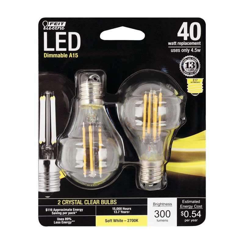 FEIT Electric Performance LED Bulb 4.5 watts 300 lumens 2700 K A-Line A15 Soft White 40 watts