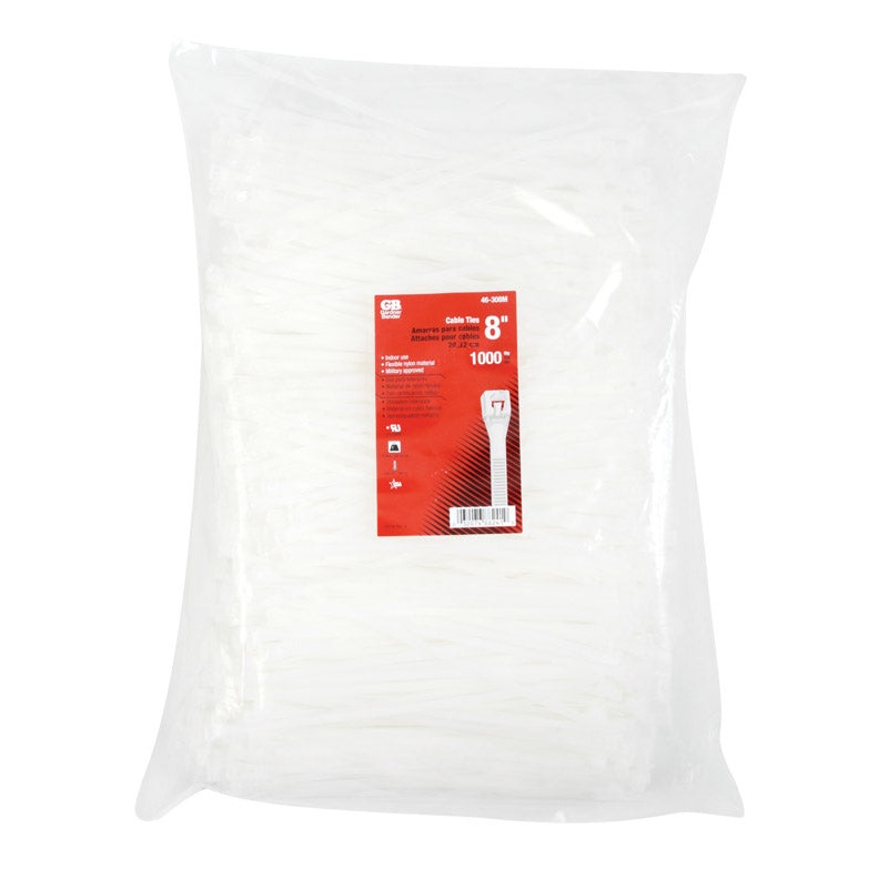 Gardner Bender DoubleLock 8 in. L White Cable Tie 1000 pk