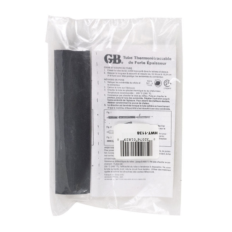 GB 1-1/8 in. Dia. Black Heat Shrink Tubing 1