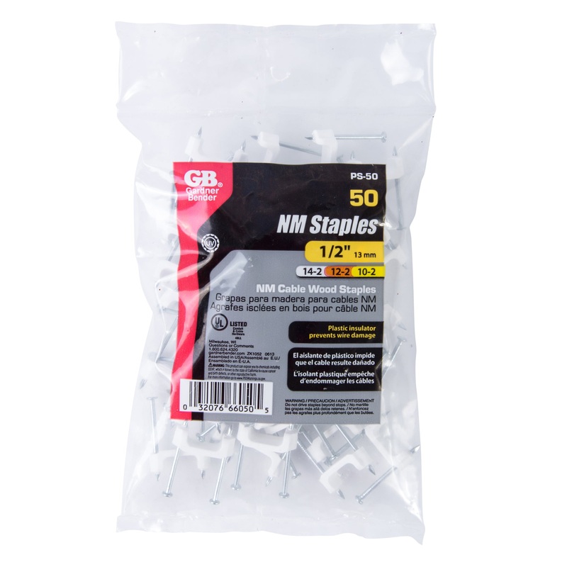 GB 1/2 in. W Zinc-plated Plastic Insulated Plastic Staple 50 bag