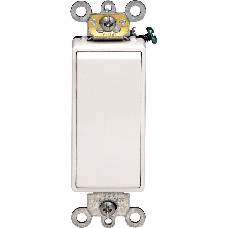 Leviton Decora 20 amps 120/277 volts Single Pole Rocker Switch White