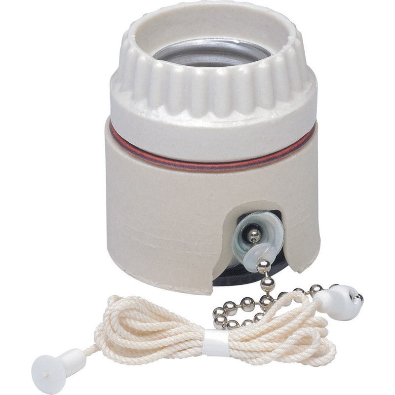 Leviton Pull Chain Socket 250 watts 250 volts Medium Ivory