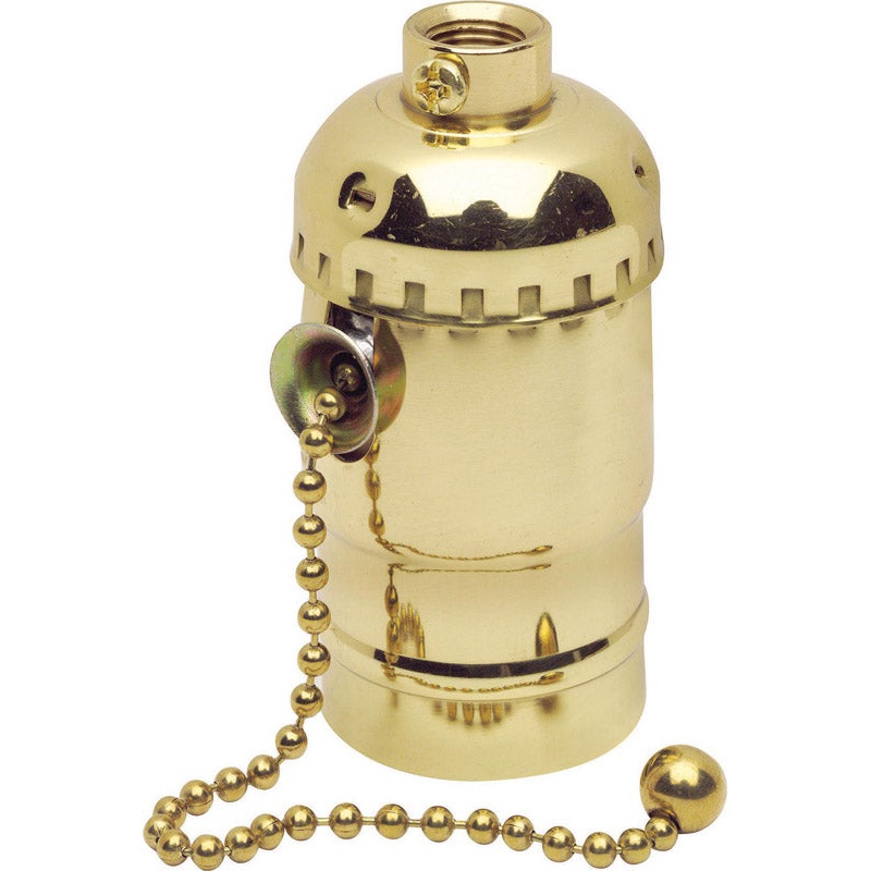 Leviton Pull Chain Socket 660 watts 250 volts Medium Polished Gilt