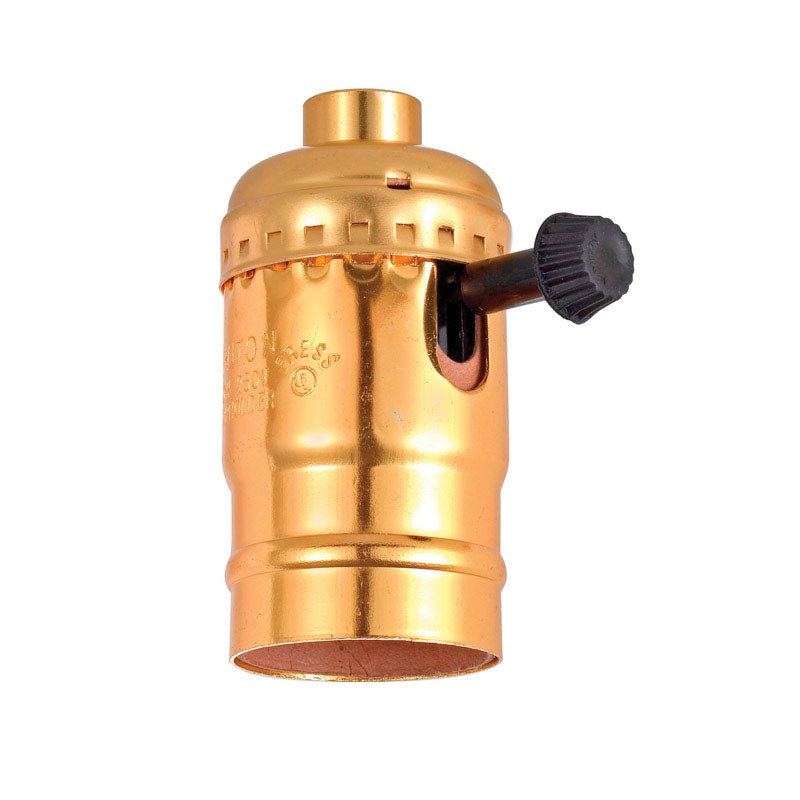 Leviton Turn Knob Light Socket 250 watts 250 volts Medium Brass