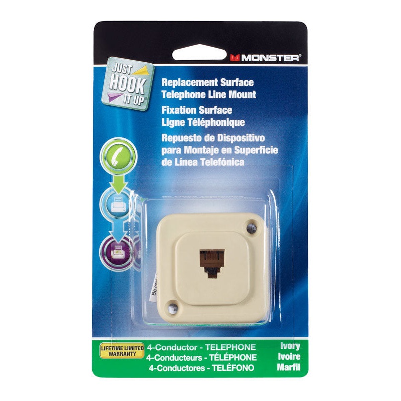 Monster Cable 1 Replacement Surface Mount Telephone Line Jack