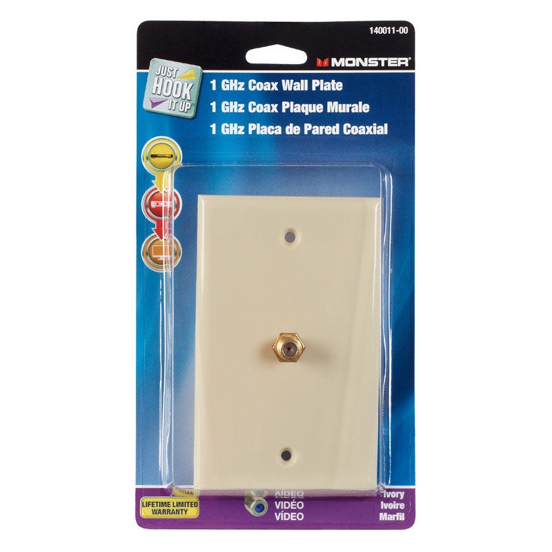 Monster Cable Just Hook It Up 1 gang Ivory Coaxial Wall Plate 1 pk