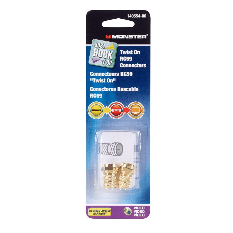 Monster Cable RG59 Twist-On Coaxial Connectors 75 2 pk