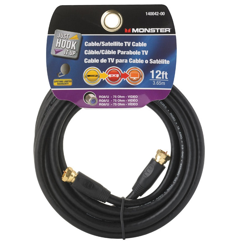 Monster Just Hook it Up 12 ft. L Video Coaxial Cable
