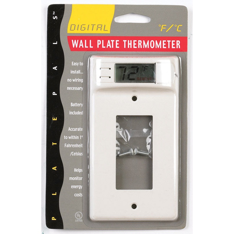 Plate Pals 1 gang White Plastic Rocker/GFCI Wall Plate Thermometer 1 pk