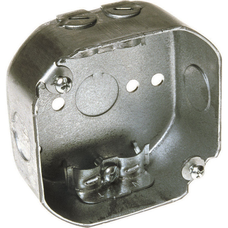 Raco 3-1/2 in. H Octagon 1 Gang Junction Box 1/2 in. Gray Steel