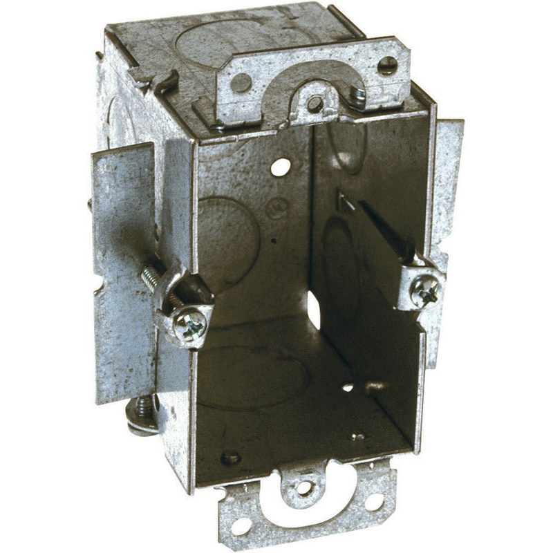 Raco 4-1/4 in. H Rectangle 1 Gang Outlet Box 1/2 in. Gray Steel