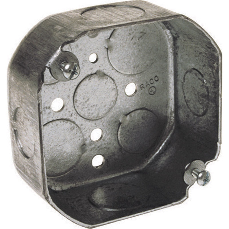 Raco 4 in. H Octagon 1 Gang Junction Box 1/2 in. Gray Steel