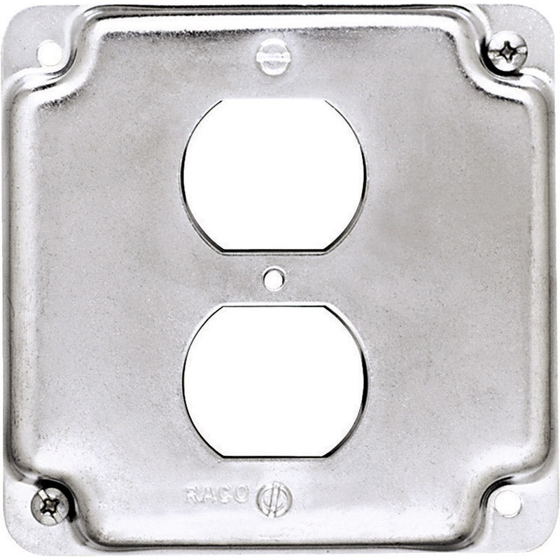 Raco Square Steel Electrical Cover For 1 Duplex Receptacle Gray