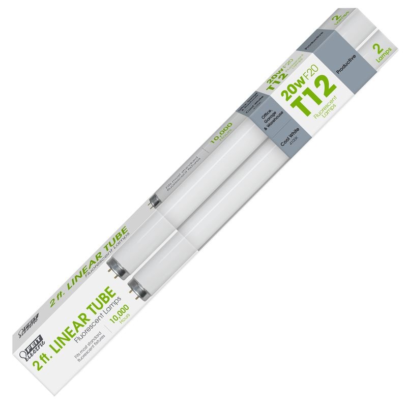FEIT Electric 20 watts T12 24 in. Cool White Fluorescent Bulb 1200 lumens Linear 2 pk