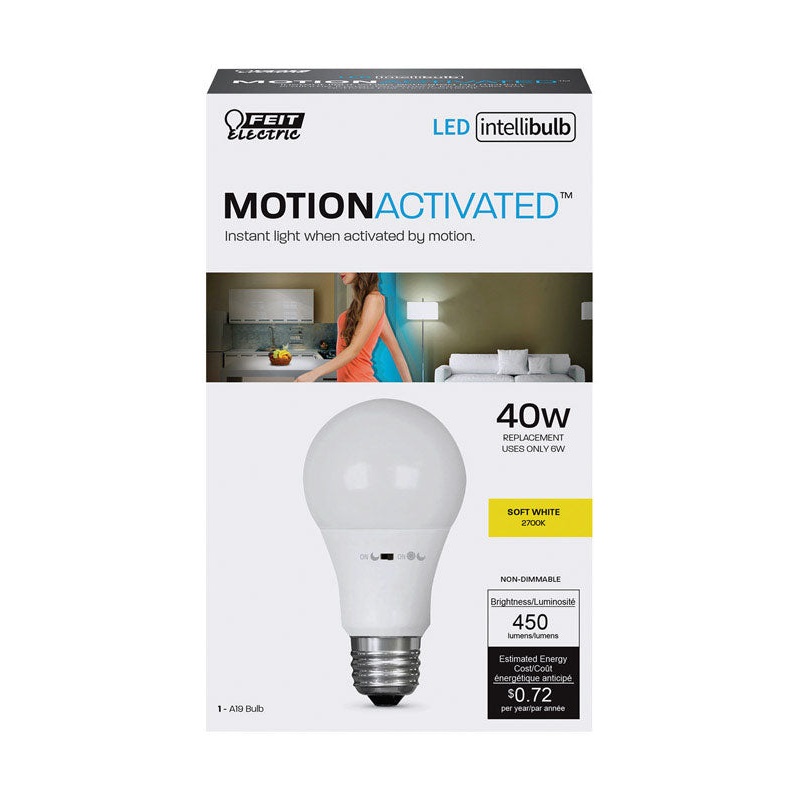 FEIT Electric Intellibulb LED Motion Sensing Light Bulb 6 watts 450 lumens 2700 K Appliance A19