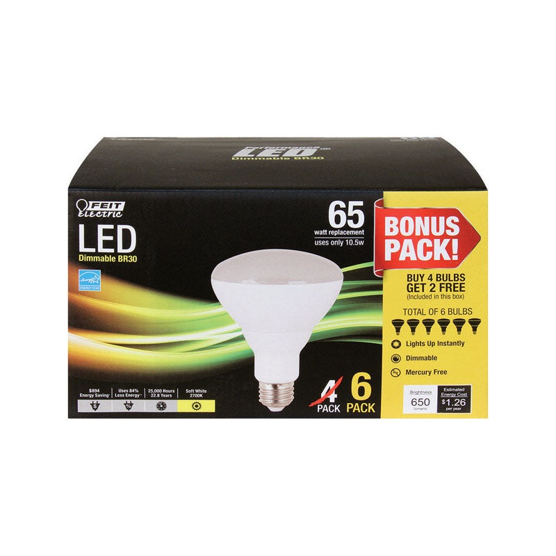 FEIT Electric LED Bulb 10.5 watts 650 lumens 2700 K Reflector BR30 Soft White 65 watts equivale