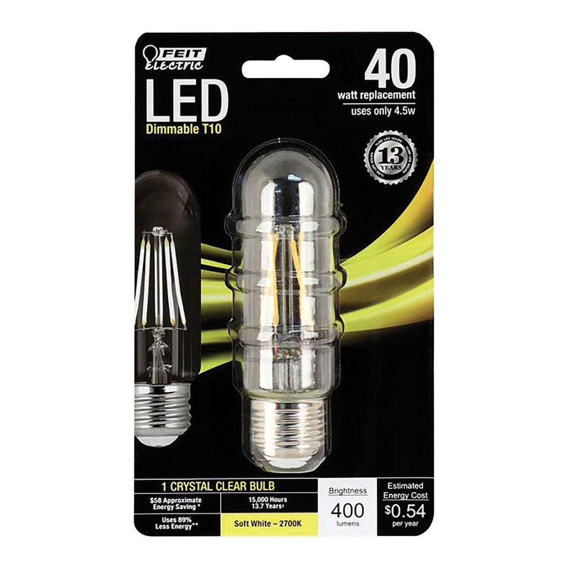 FEIT Electric LED Bulb 3 watts 200 lumens 3000 K Medium Base (E26) T10 Clear 40 watts equivalen