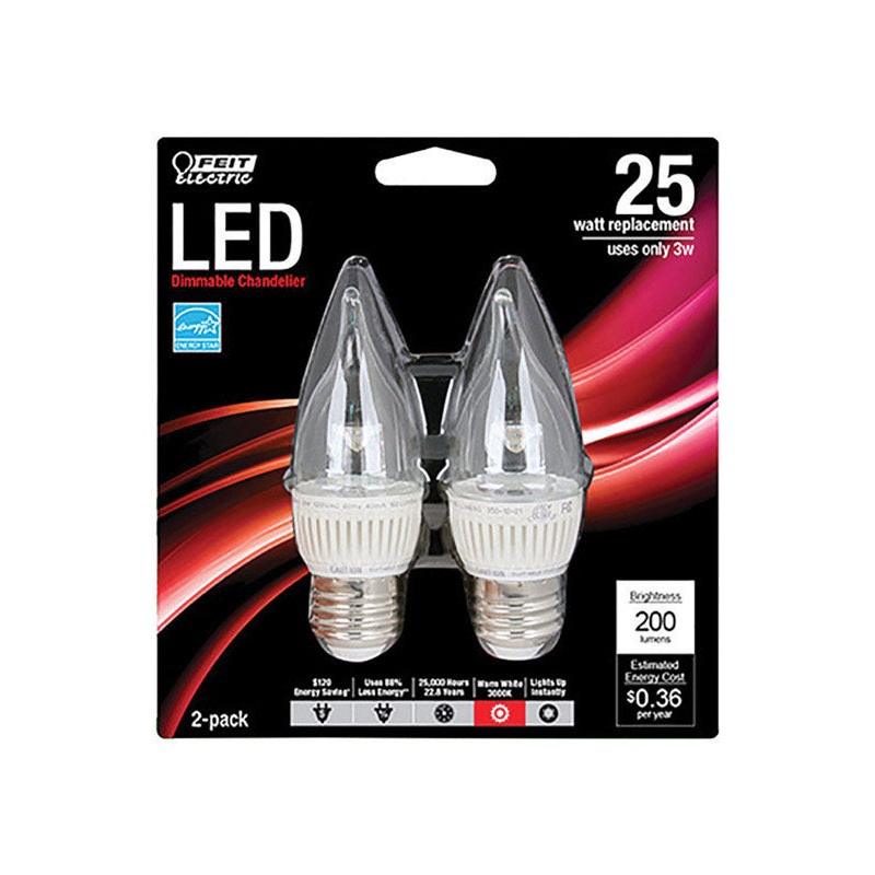 FEIT Electric LED Bulb 3 watts 200 lumens 3000 K Medium Base (E26) Warm White 25 watts equivalen