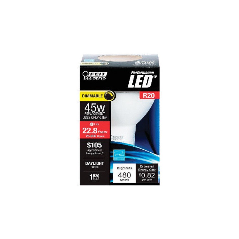 FEIT Electric LED Bulb 8 watts 450 lumens 5000 K Medium Base (E26) R20 Daylight 45 watts equiva