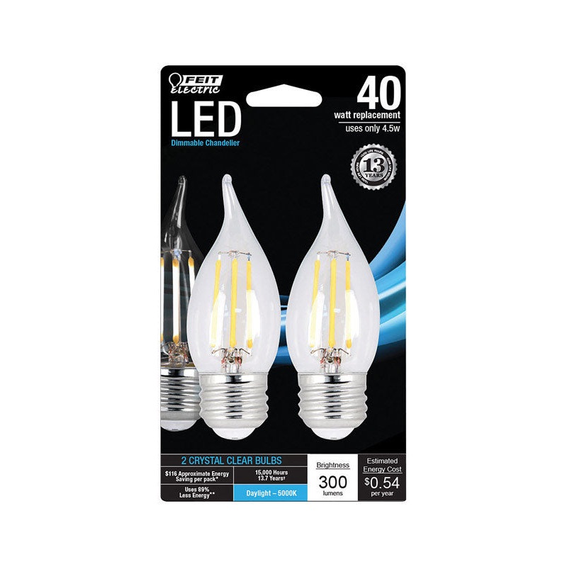 FEIT Electric Performance LED Bulb 4.5 watts 300 lumens 5000 K Chandelier Flame Tip Daylight 4
