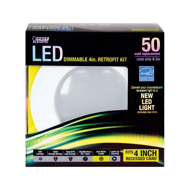 FEIT Electric Retrofit Kit Module and Trim 9.3 watts 525 lumens 2700 K Standard Base Adapter Soft