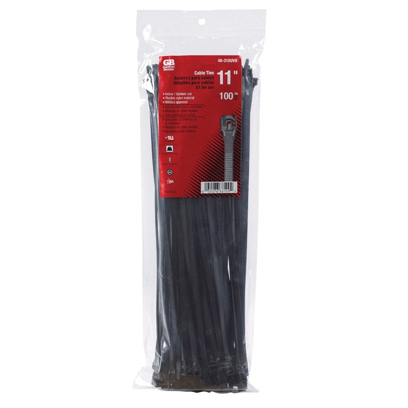 Gardner Bender 11 in. L Black Cable Tie 100 pk
