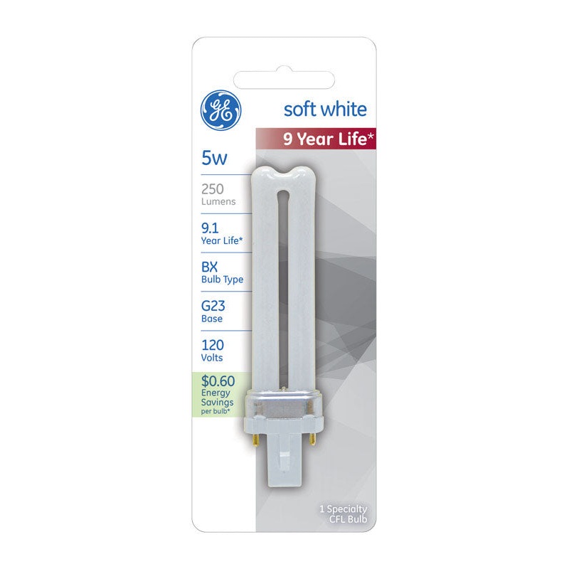 GE Energy Smart CFL Bulb 5 watts 250 lumens BX T4 4.25 in. L Soft White 1 pk