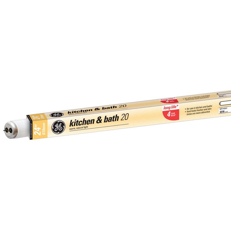 GE Fluorescent Bulb 20 watts 1275 lumens Linear T12 24 in. L Warm White 1 pk