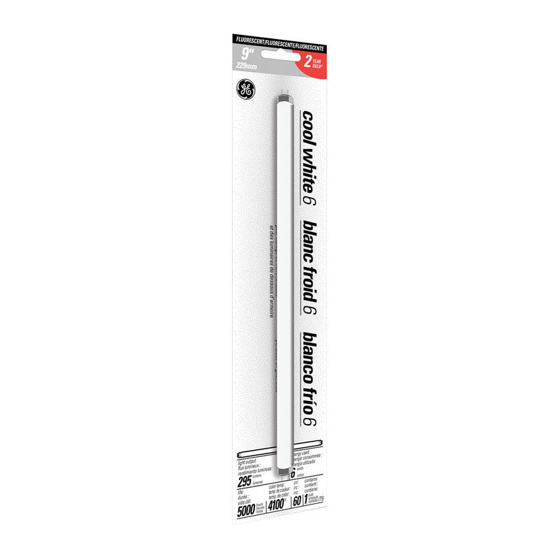 GE Fluorescent Bulb 6 watts 295 lumens Linear T5 9 in. L Cool White 1 pk