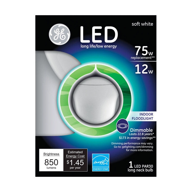 GE LED Bulb 12 watts 850 lumens 2700 K Medium Base (E26) PAR30 Soft White 75 watts equivalency