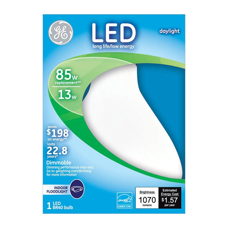 GE LED Bulb 13 watts 1070 lumens 5000 K Medium Base (E26) BR40 Daylight 85 watts equivalency