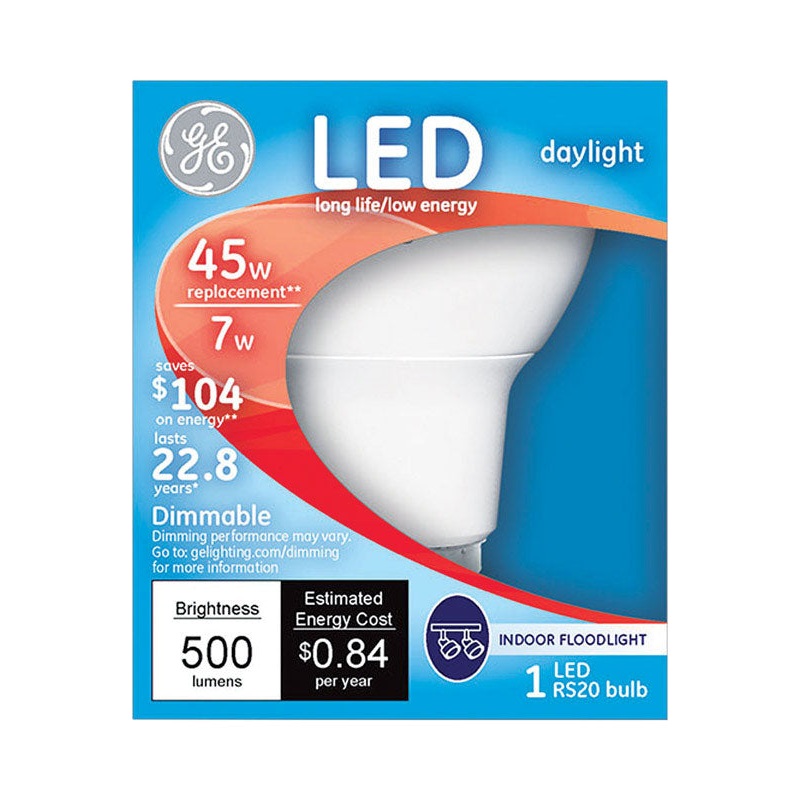GE LED Bulb 7 watts 500 lumens 5000 K Medium Base (E26) R20 Daylight 45 watts equivalency