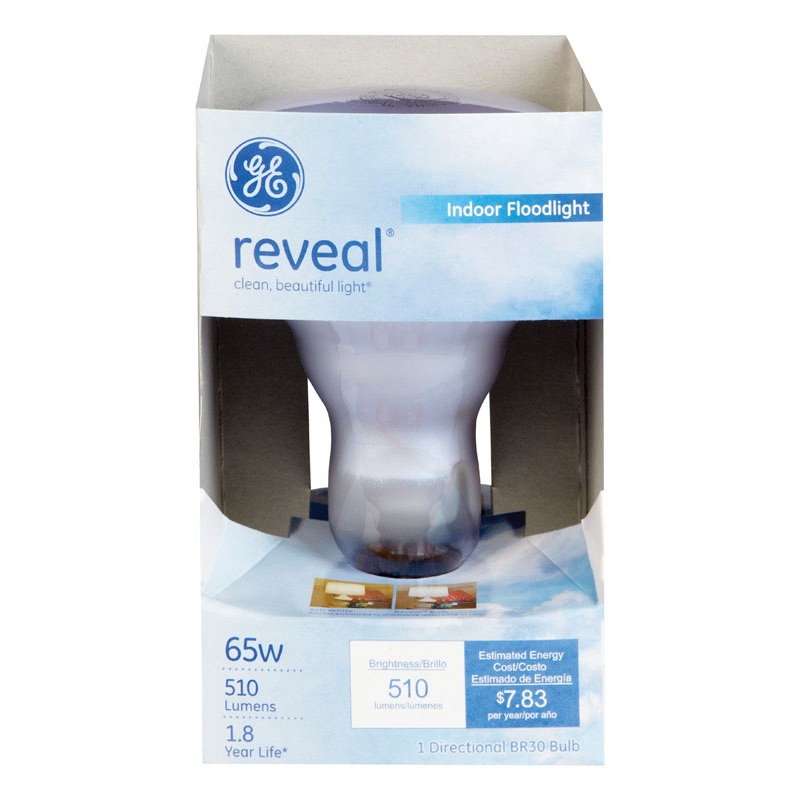 GE reveal Incandescent Light Bulb 65 watts 510 lumens 2650 K Floodlight BR30 Medium Base (E26)
