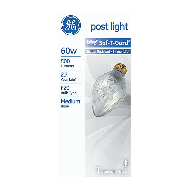 GE Saf-T-Gard Incandescent Light Bulb 60 watts 500 lumens 2700 K Specialty F20 Medium Base (E26