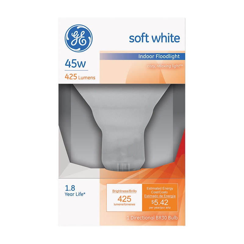 GE Watt-Miser Incandescent Light Bulb 45 watts 425 lumens 2600 K Floodlight BR30 Medium Base (E