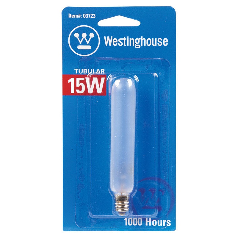Westinghouse Incandescent Light Bulb 15 watts 89 lumens 2700 K Tubular T6 Candelabra Base (E12)