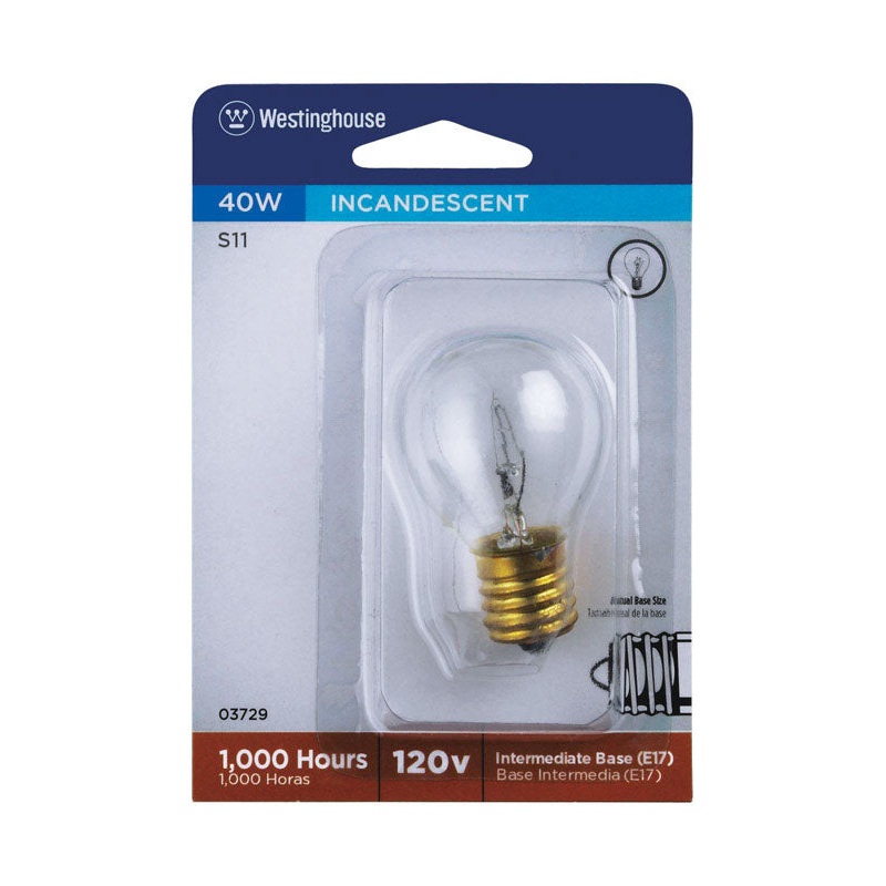Westinghouse Incandescent Light Bulb 40 watts 355 lumens 2700 K Incandescent S11 Intermediate Ba