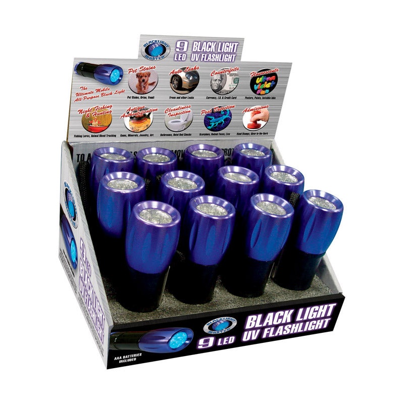 Blacklight Master 9 LED UV Flashlight LED AAA Purple and Black
