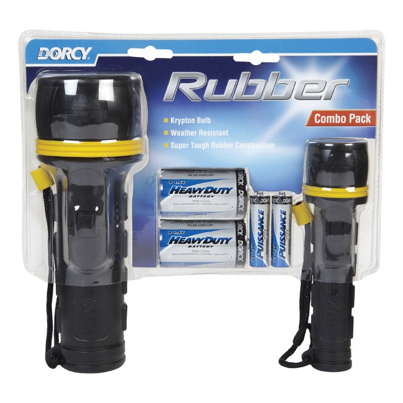 Dorcy Rubber Flashlight Krypton AA/D Assorted