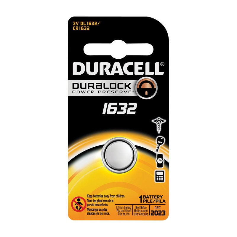 Duracell Lithium Coin Battery 3 volt 1632 Watches, Calculators, Keyless Car Entry Carded 1