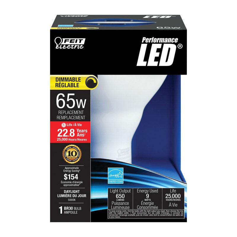 FEIT Electric LED Bulb 10.5 watts 750 lumens 5000 K Medium Base (E26) BR30 Daylight 65 watts eq