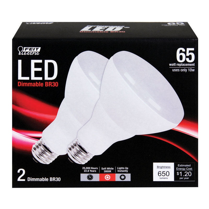 FEIT Electric LED Bulb 10 watts 650 lumens 3000 K Medium Base (E26) BR30 Soft White 65 watts eq