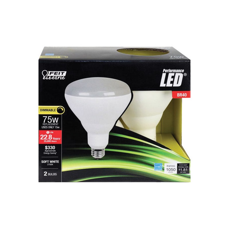 FEIT Electric LED Bulb 15 watts 850 lumens 2700 K Medium Base (E26) BR40 Soft White 75 watts eq