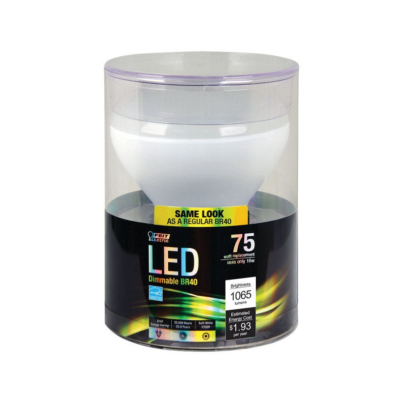 FEIT Electric LED Bulb 16 watts 1065 lumens 2700 K Medium Base (E26) BR40 Soft White 75 watts e