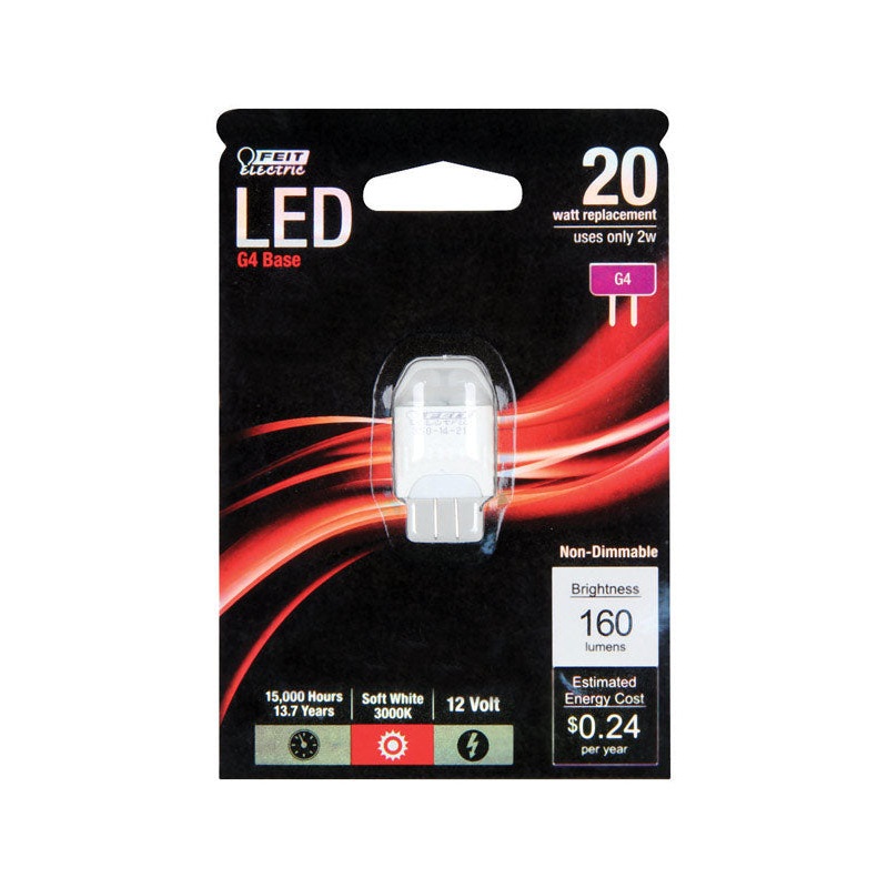 FEIT Electric LED Bulb 2 watts 160 lumens 3000 K G4 Wedge Soft White 20 watts equivalency