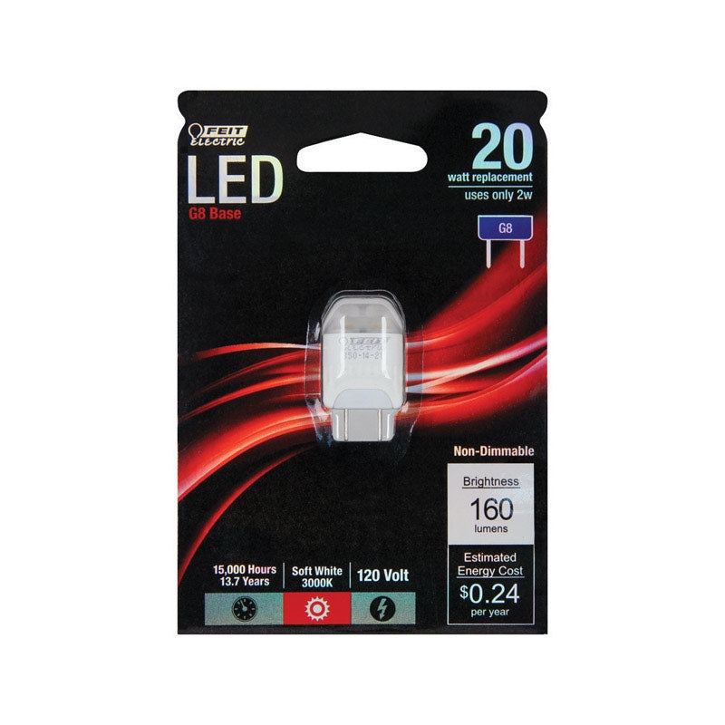 FEIT Electric LED Bulb 2 watts 160 lumens 3000 K G8 Wedge Soft White 20 watts equivalency